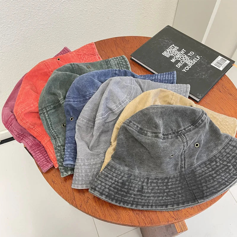 Wholesale Custom logo Washing Cotton Bucket Hats Denim Adults Embroidery logo Unisex Customized Bucket Hats