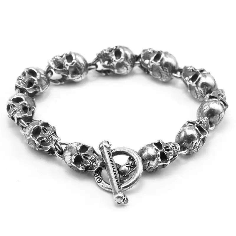 G1901 Men's OT Beaded Bracelet Punk Jewelry Beads Skull Head Bracelet
