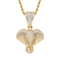 Wholesale Hip Hop Iced Out Jewelry Stainless Steel CZ Zirconia Elephant Necklace Custom Gold Plated Animal Pendant Necklace