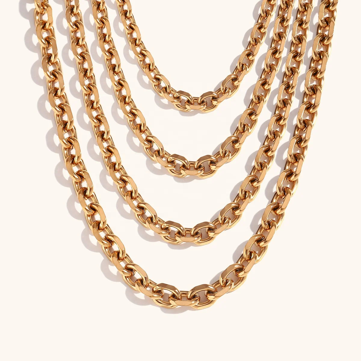 Ding Ran Gold Plated Jewelry Cross Chain Necklace and Bracelet 361L Stainless Steel Waterproof Jewelry Set