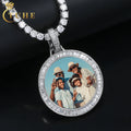 Hot Selling Memory Jewelry 38mm Gold Plated Brass Prong Setting AAAAA Baguette CZ Diamond Iced Out Custom Photo Pendant
