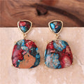 Popular Jewelry Women Fashion Designer Imperial Jasper Stud Earrings Boho Luxury Natural Stone 18k Gold Dangle Earrings Jewelry Bijoux Wholesale