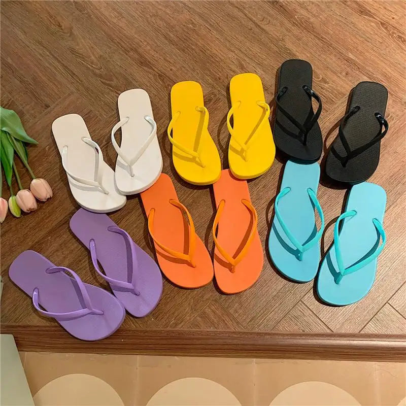 C&Y Deodorant Anti-Slip Rubber Sole Custom logo Flip Flops Women Sugar-colored Soft Flat Beach Slides Slippers Sandals