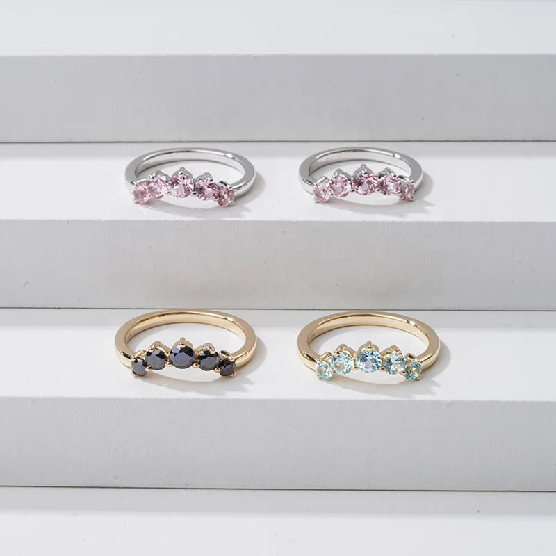 Crown Shape Curved Headpiece Ring Custom Starsgem 9K 10K 14K Solid Gold Lab Grown Sapphire Gemstone Moissanite Ring