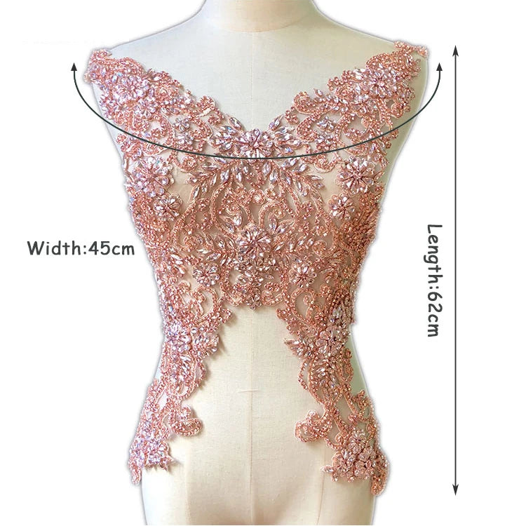Sew on clear Glasses Crystal Patch Colorful Bodice Rhinestone Applique for Wedding Dress DIY Manual Accessories WDPE-011
