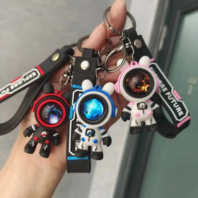 New Design Spaceman Rabbit Keychain for Cute Cartoon Rabbit Key Chain Bag Pendant Astronaut Car Key Ring Accessories
