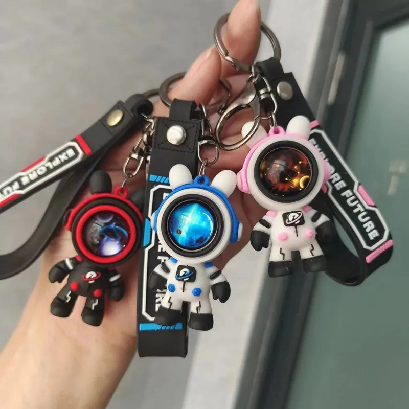 New Design Spaceman Rabbit Keychain for Cute Cartoon Rabbit Key Chain Bag Pendant Astronaut Car Key Ring Accessories