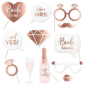 12Pcs Team Bride Be Rose Gold Paper Photo Booth Props Mask Bachelorette Hen Party Bridal Shower Wedding Decoration Supplies