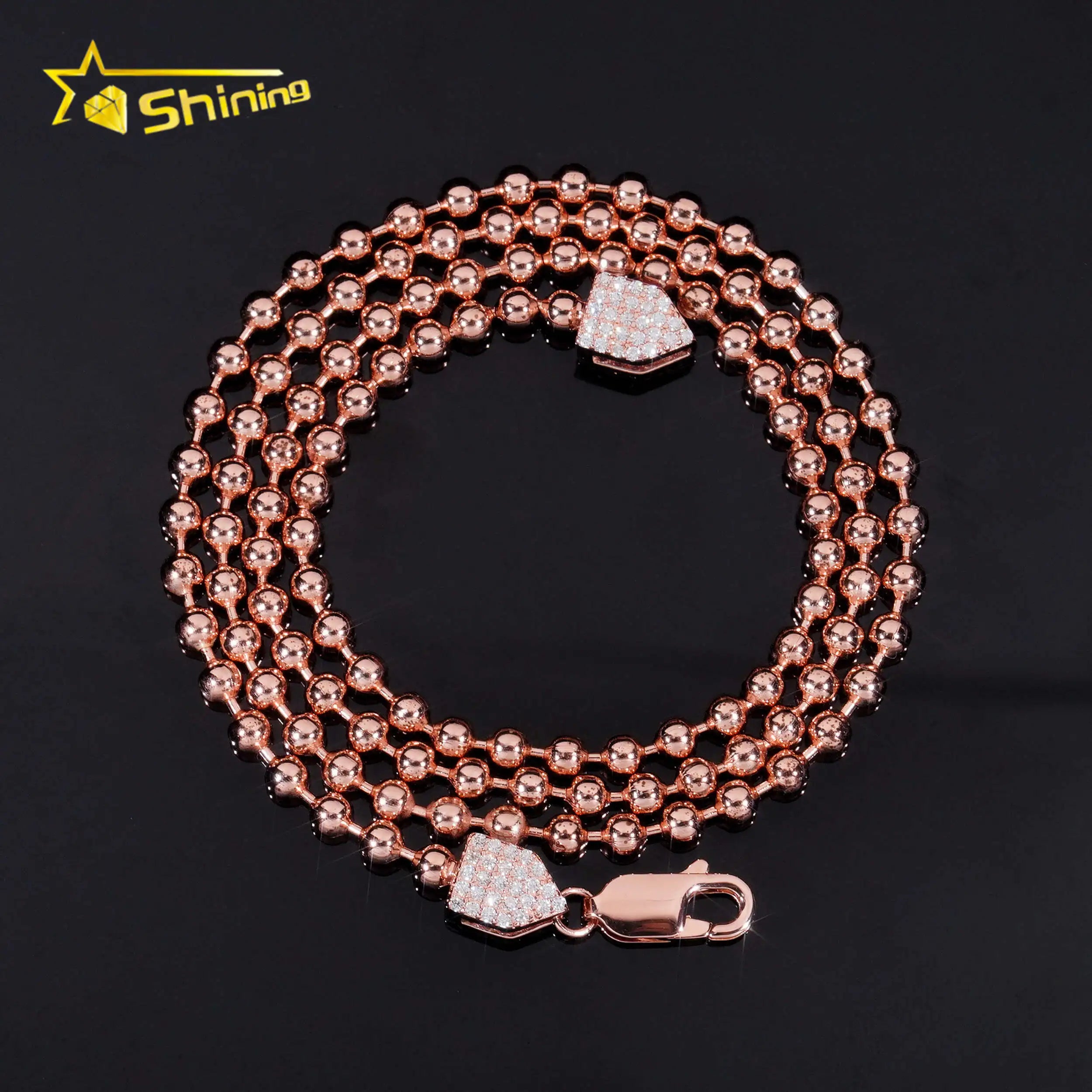 Fine Jewelry 925 Sterling Silver  Ball Beads ChainPass Diamond Tester Moissanite Clasp Chain