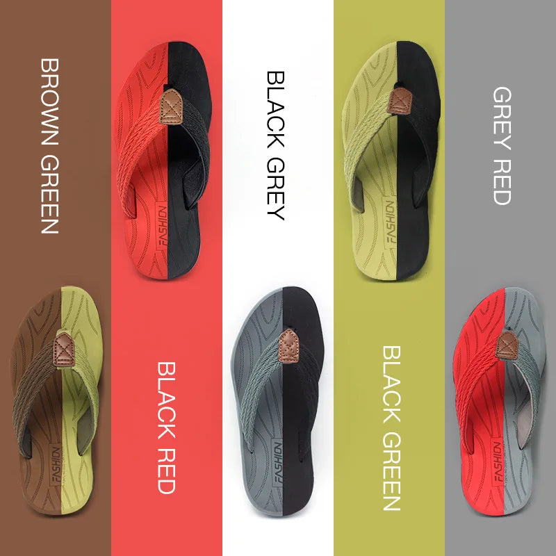 Men's Summer Beach Shoes Comfortable Black Flip Flop Slides Soft Thick Bottom Anti-Slip Outdoor Slippers Hot Sale for Home Use