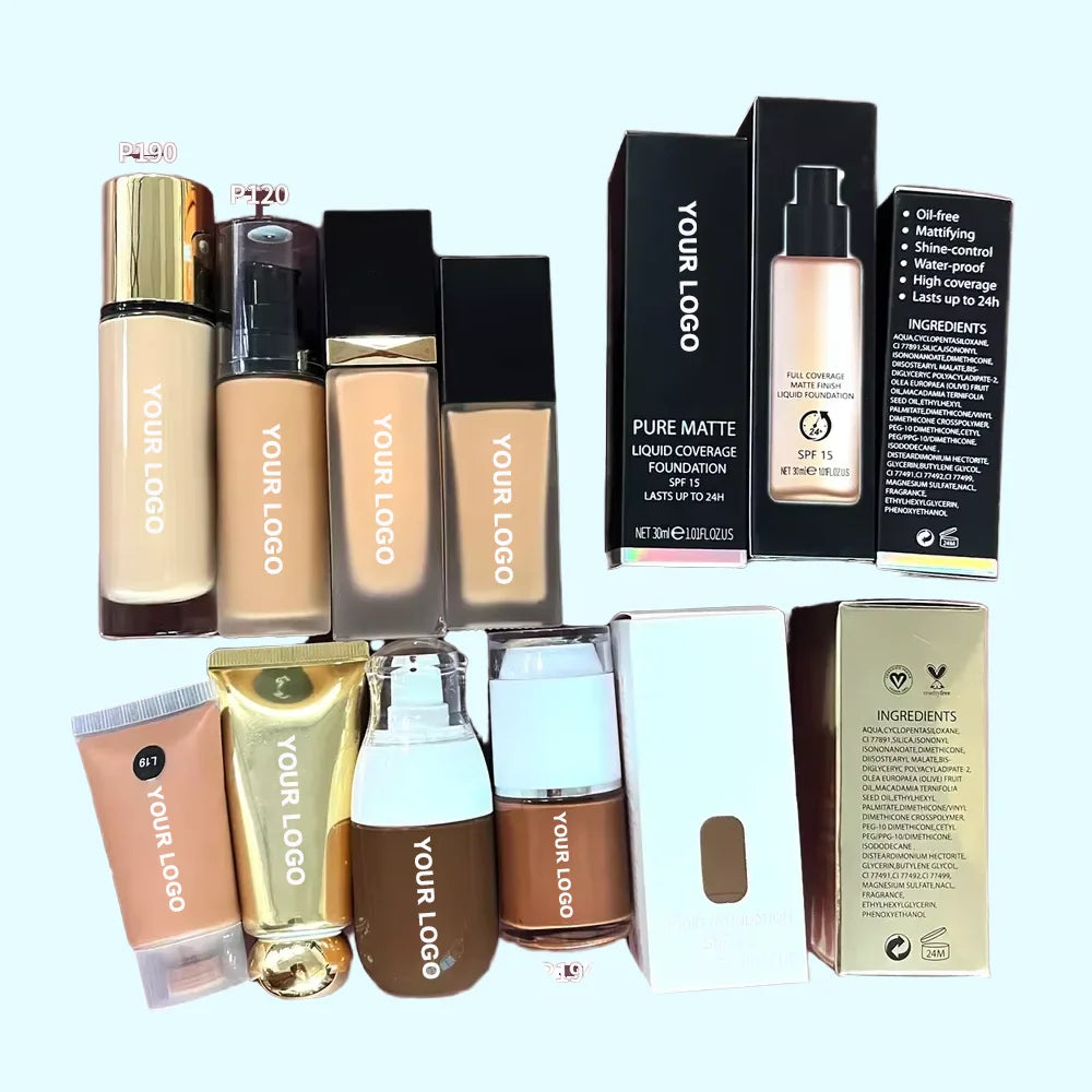 Private Label Waterproof Makeup Foundation Full Coverage Liquid Foundation Wholesales No Logo 23 Colors Nutritious Foundation