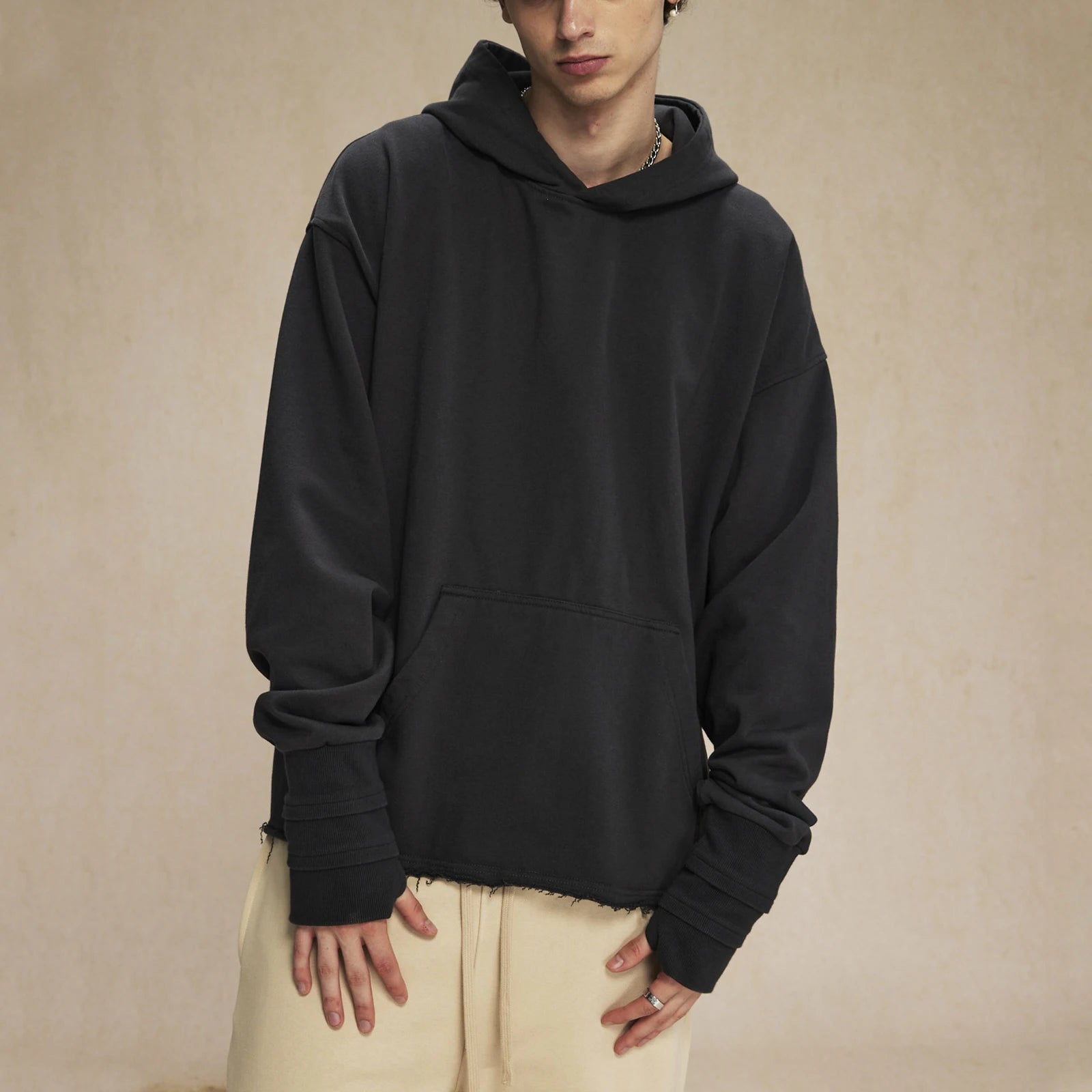 Custom Logo Men Streetwear Heavy Weight Oversized Crop Boxy Cut Distressed Vintage Sun Faded Acid Wash Baggy Sweatshirt Hoodie