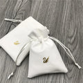 White Faux Leather Drawstring Bag Pu Jewelry Gift Pouch