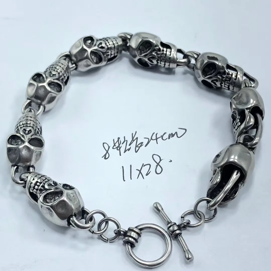 BMZ Best Quality 316L Stainless Steel Skeleton Link Bracelet 20-22mm Length Skull Carving Gift for Humans