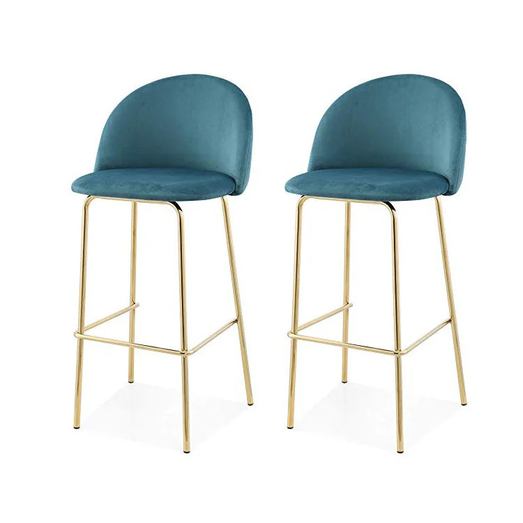 Modern Style Comfortable Bar Stool Back Dining Restaurant Velvet Bar Chair With Metal Legs