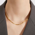 Jachon S925 Sterling Silver Jewelry Necklace 18k Gold Plated Flat Snake Bone Chain Blade Necklace Gold Link Necklace