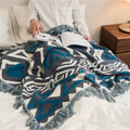 LNS Modern Style Fashionable Geometric Pattern 100% Cotton Soft Knitted Throw Blanket for Sofa Couch Bed