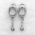 Sterling Silver 6*8mm Semi Mount Stud Eardrops Empty Frame Support Blank Setting S925 Base Without Center Stone DIY for Inlay