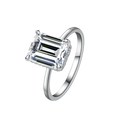 Fine Jewelry Emerald VVS Moissanite Diamond Ring Rhoudium Solitaire Setting Ring 925 Sterling Silver Women Wedding Rings