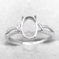 Sterling Silver 7*10mm Semi Mount Ring Empty Frame Blank Support Setting S925 Base Holder Without Center Stone for DIY Inlay