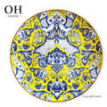 Luxury Minimalist Hand-Painted Customized Yellow Charger Dinnerware Set Eco-Friendly Porcelain Bone China Ceramic Dishes Plates