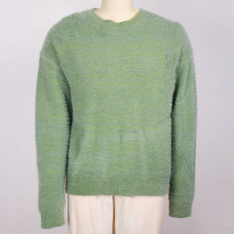Shinesia ODM Unisex Mohair Pullover Breathable Autumn Fuzzy Knitwear Cotton Wool Sweater