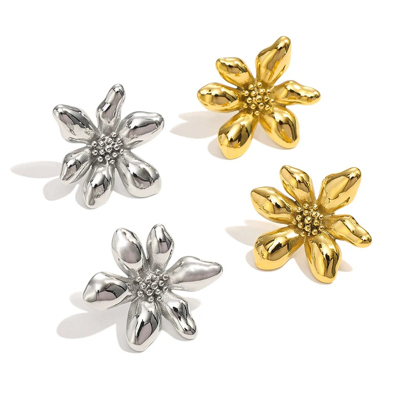 MICCI New Arrival 18K Gold Plated Tarnish Free Jewelry Hypoallergenic Stainless Steel Pretty Flower Earrings