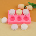 New 6 Cavity 3D Macaroon Silicone Mold Macaron Hamburger Baking Molds for Candle Muffin Cake Decorating Mini Soap Bath Bomb
