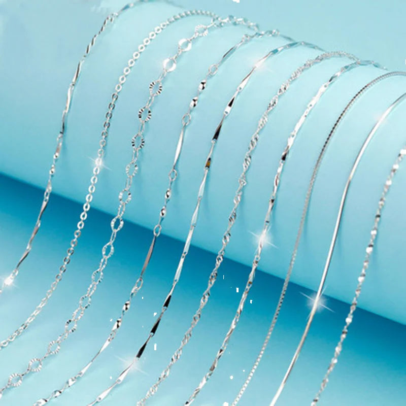 Fashion Wavesnake Link Choker Necklace for Women 45 cm Long Made of Brass with White Gold Plating for Wedding & Gift Occasions