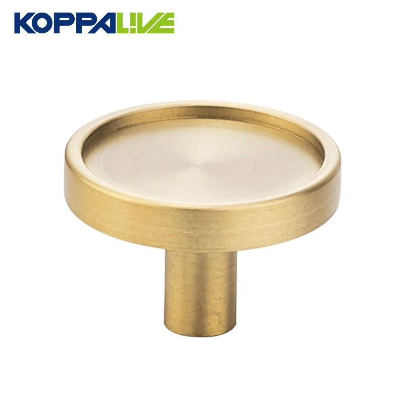 Koppalive Luxury Mini Brass Kitchen Cabinet Door Knobs with Brushed Surface Treatment