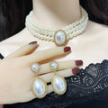 Trendy Layered Seed Beads Alloy Necklace and Earring Anniversary Jewelry 18K Gold Plated