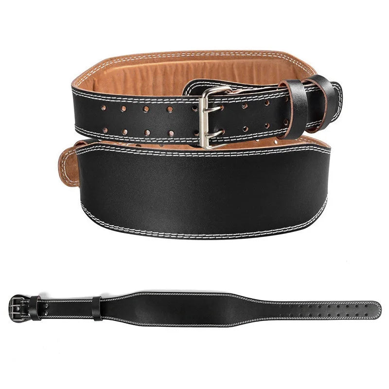 Adjustable Alloy Buckle Gym Exercise Training Waist Back Support Leather Weight Lifting Belt with Powerlifting Features