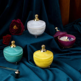 Multicolor Glass Jar Healing Crystal Candles With Lid 100% Soy Wax Scented Candles Home Decoration