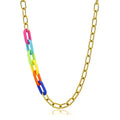 18k Gold  45cm Necklaces Hip Pop Chain Necklaces Colorful Acrylic Jewelry Man  Chain Female Male Factory