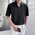 S-4XL  V-neck Short Sleeved Polo Shirt Men's Summer New Ice Silk Men's Top Casual Collar T-shirt