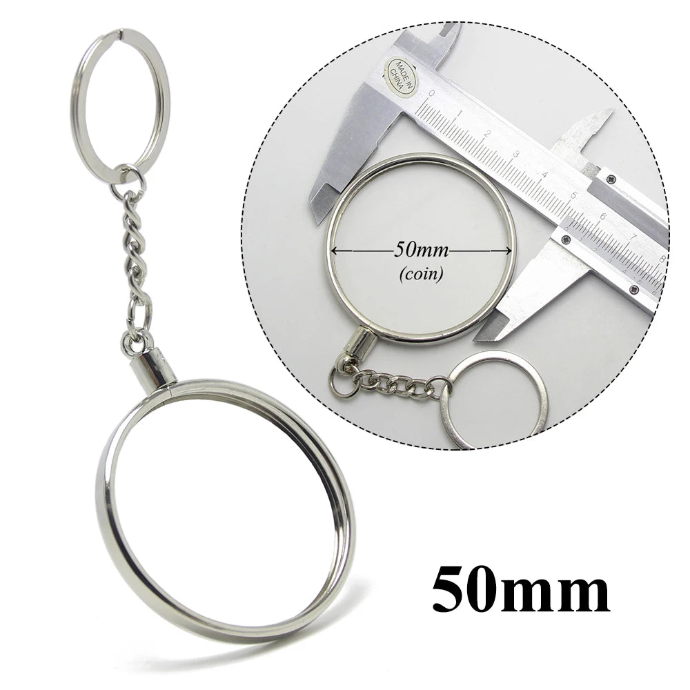 50mm Ring Game Clay Casino Souvenir Gift Poker Chip Metal Coin Key Holder Custom Wholesale Keyring Poker Casino Chip Key Chain