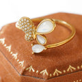H&F Original 14k Solid Gold Ring Butterfly Shape With Natural Diamond Ct Rakol Mexican Gold Ladies Ring Sets for Women Weeding