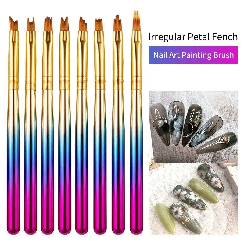 8 Style Nail Art Metal Gradient French Smile Moon Irregular Brush Acrylic Polish UV Gel Extension Manicure Tools