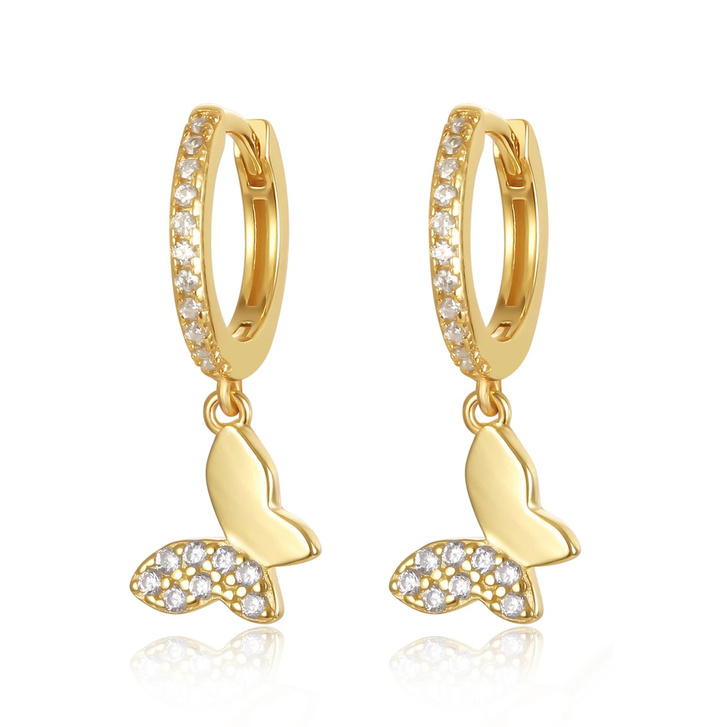 2024 Earrings Trendy 925 Sterling Silver Asimetrik Butterfly Earrings Set Luxury Diamond Gold Plated Hoop Earrings for Women