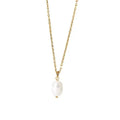 Cunyan Fashion Single Pearl Jewelry Stainless Steel Necklace 18K Gold Plated Big Pearl Pendant Necklace for Women