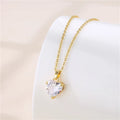 European American Fashion Love Necklace 18K Gold Stainless Steel White Elegant Heart Zircon Necklace for Women
