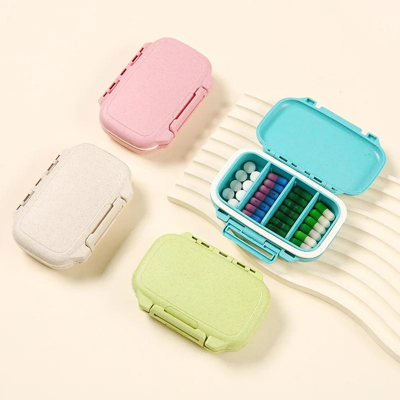 Eco-friendly Portable Pill Box Organizer with 4 Compartments Waterproof Travel Medicine Storage Case
