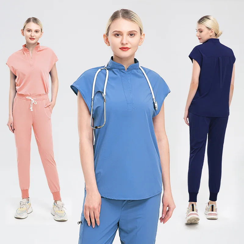 Unisex Anti-Wrinkle Hospital Uniform Set Custom Wholesale Soft Woven Breathable Outfit Jogger Scrubs Uniform