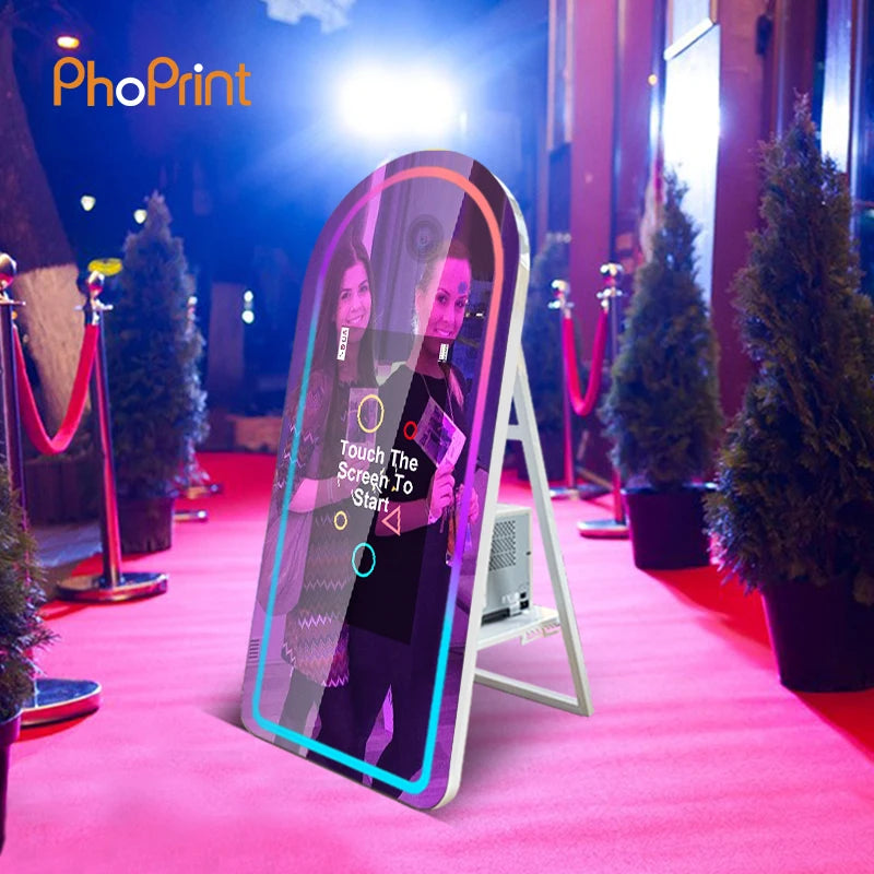 Hot Sale Large Mirror Wood Interactive Vintage Magic Mirror Photo Booth Machine