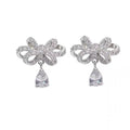 925 Sterling Silver Bowknot Zircon Earrings for Women 2022 New Trend Personality Lady Fashion Jewelry