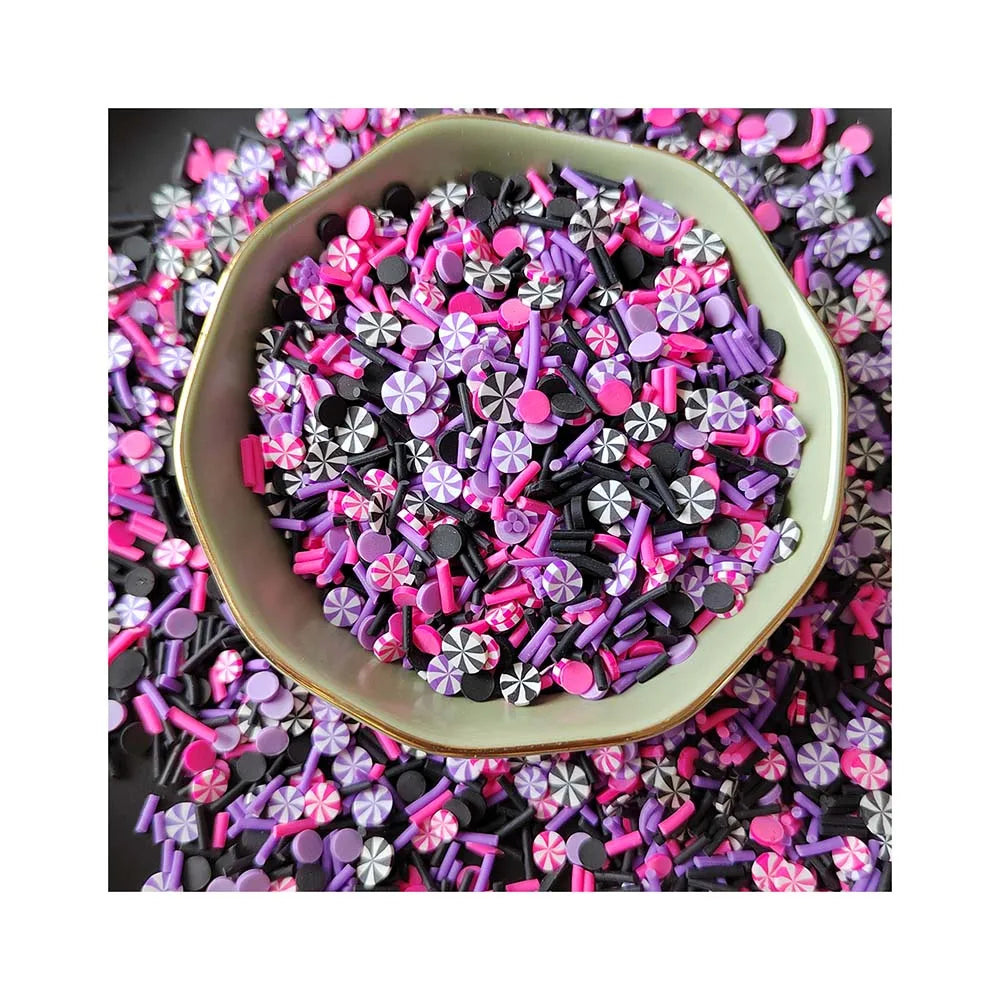 500g Mixed Purple Pink Black Candy Mint Mixed Clay Slices Sprinkles Soft Pottery Cutter for Slime Decoration DIY Nail Art Crafts