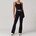 Women's Workout 2 Piece Sets Lounge Outfits Slim Sleeveless Tops Cross Waist Butt Lift Leggings Sets Yoga Suit