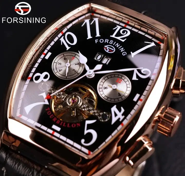 Forsining New Luxury Men Date Month Display Rose Gold Case Mens Watches Top New Luxury Automatic Watch Clock Casual Watch