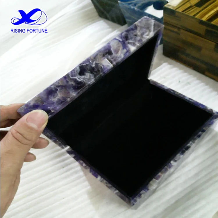 Gemstone Quartz Amethyst Box Jewelry Box