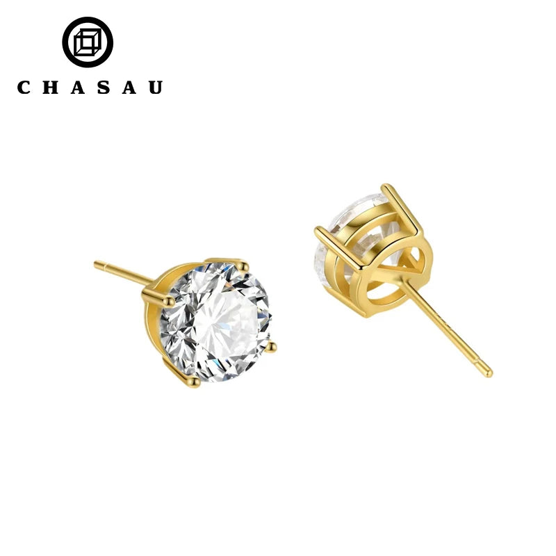 Best Selling Trendy 4MM 5MM 6MM CZ Cubic Zircon S925 Sterling Silver Round Cut Stud Earrings for Women
